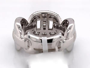 Anillo de cadena cubana Miami Cuban Link con moissanita baguette, estilo hip hop, regalo de boda, plata de ley chapada en rodio, diseño de eternidad - Product Image 3