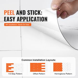 Piastrelle in Vinile Effetto Marmo Bianco 390 X 23,6 Pollici, Spessore 1,5mm, Autoadesive, Pavimentazione in Plastica Fai-da-Te per Cucina - Product Image 5