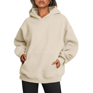 Hoodies oversize pour femmes à épaules tombantes avec poche kangourou, couleur chair, en molleton épais, style outdoor, très tendance - Product Image 1