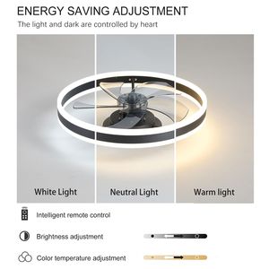 Ventilatore da soffitto a incasso da 20 pollici con luce e telecomando, lampadario a LED dimmerabile 3000K-6000K a basso profilo - Product Image 3