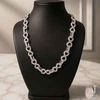 AARVA JEWELS Collier chaîne cubaine en argent sterling 925 plaqué or avec moissanite, chaîne infini, style hip-hop unisexe, troisième édition