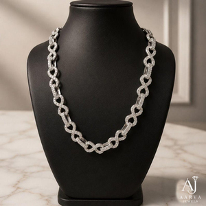 AARVA JEWELS Collier chaîne cubaine en argent sterling 925 plaqué or avec moissanite, chaîne infini, style hip-hop unisexe, troisième édition - Product Image 1