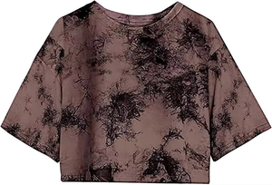 เสื้อครอปผู้หญิงฤดูร้อนที่ดีที่สุด ผ้าฝ้าย 100% ทรงหลวม สวมใส่สบาย คอกลม ระบายอากาศได้ดี พิมพ์ลาย ขายส่ง เสื้อยืดครอปผู้หญิง - Product Image 6