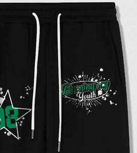 Pantalon de survêtement unisexe coupe droite imprimé flamme, taille élastique, style streetwear décontracté, mode hip-hop - Product Image 4