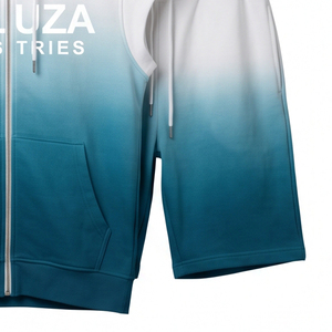 Conjunto Deportivo Unisex de Verano con Capucha, Transpirable, Ecológico, de Poliéster y Spandex, para Gimnasio y Fitness, Manga Larga y Pantalones Cortos (2 Piezas) - Product Image 3