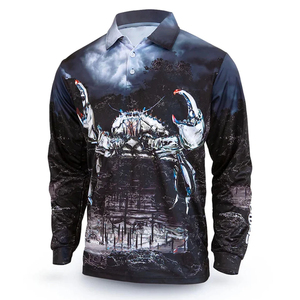 เสื้อโปโลตกปลาแขนยาวสำหรับผู้ชาย ออกแบบตามสั่ง OEM เนื้อผ้าสแปนเด็กซ์โพลีเอสเตอร์ ระบายอากาศได้ดี พร้อมคุณสมบัติกันน้ำ - Product Image 1