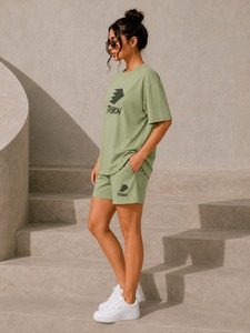 Ensemble de shorts 2 pièces pour femmes modernes, fabriqué en coton 100%, respirant, texture douce, coupe régulière, mode décontractée d'été, best-seller - Product Image 5