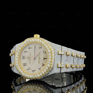 Brilliant Arabic Dial <b>Watch</b> With 41mm Dial Diameter Double Tone Design Moissanite <b>Diamond</b> <b>Watch</b> With Stainless Steel Metal Case - Product Image 4
