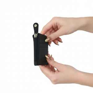 Étui à cartes en cuir de chèvre noir PU WI 141, fabrication artisanale de qualité supérieure avec finition durable, design pratique pour un usage quotidien et un cadeau - Product Image 3