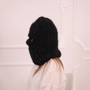 Masque facial en coton douillet, cagoule tricotée moelleuse et chaude pour la protection contre le froid, style Y2K sportif et vieilli - Product Image 3