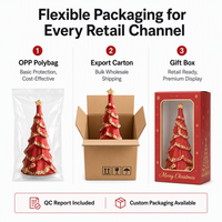 Árbol de Navidad de Pulpa de Papel Roja con Purpurina y Nieve, Decoración de Mesa, OEM ODM
