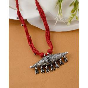 Meera Jaipur Tarini <b>Long</b> Silver Fashion Pendant <b>Necklace</b> - Product Image 3
