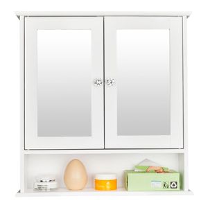 Armadietto da Bagno Bianco DK a Doppia Anta da Parete con Specchio LED per Bagno - Product Image 2