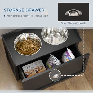 Set di Ciotole Rialzate per Cani di Taglia Grande, Nero - 2 Stazioni di Alimentazione per Animali Domestici con Vano Portaoggetti - Product Image 5