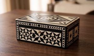 Beautiful Bone Inlay Jewelry <b>Box</b>-Modern Luxury Design Multifunctional Eco-Friendly <b>Stackable</b> Tabletop Storage Home Living Room - Product Image 4