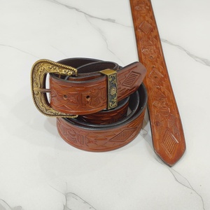Cinturón de cuero genuino hecho a mano con diseño floral, estilo western, de las mejores ventas, recién llegado, juego de 6 cinturones de cuero repujado. - Product Image 3