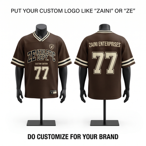 180 GSM Quick Dry Polyester Mesh Football Jersey Brown <b>Cream</b> <b>Black</b> Rib Trim Custom Printed Logo Team Sports Shirt - Product Image 1