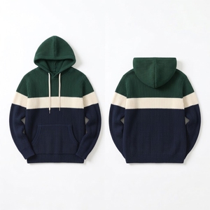 Sudadera con capucha de punto grueso personalizada para invierno, de algodón de alto gramaje, con forro térmico, bolsillos y hombros caídos, estilo streetwear para hombre. - Product Image 4