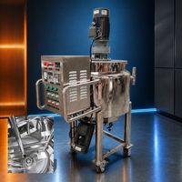 Cuve de mélange homogénéisatrice à fond plat 100L, chauffage électrique, mélangeur à double enveloppe avec raclette pour la fabrication de crème, mayonnaise et sauces