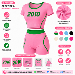 ชุดออกกำลังกาย Cosh International Sorority Sisterhood สีชมพูเขียว ดีไซน์ทันสมัย ระบายอากาศได้ดี ชุดกีฬาไร้รอยต่อ 2 ชิ้น - Product Image 6