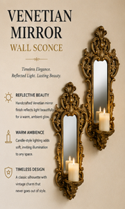 Antique Brass <b>Wall</b> <b>Sconce</b> Set of 2 Framed Candle Holders Traditional Decorative Hanging Ornamental Design - Product Image 6