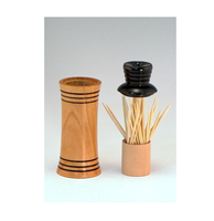Boîte/Conteneur/Support à cure-dents en bois naturel poli au design antique, ustensile de cuisine et article de table
