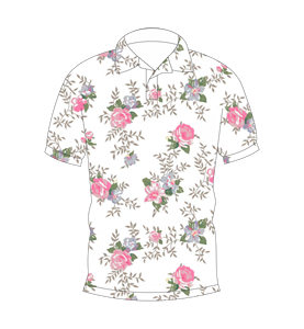 Men’s White Pink <b>Rose</b> Floral Print Polo Shirt Casual Short Sleeve Summer Fashion <b>Top</b> - Product Image 1