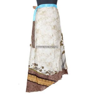 New India Vintage Silk Sari Beach Wear Wrap <b>Skirt</b> Women Wear Vintage Silk Sari <b>Long</b> Length Wrap Around <b>Skirt</b> 2 Layer Reversible - Product Image 5
