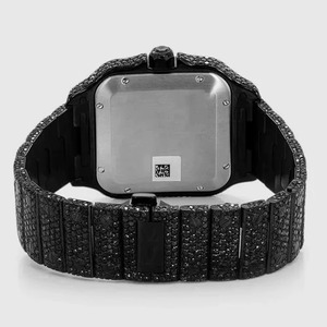 Montre-bracelet mécanique de luxe bicolore pour homme, entièrement personnalisée, avec bracelet en caoutchouc noir, cadran date, entièrement sertie de diamants Moissanite - Product Image 4