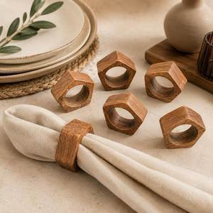 Anneau de serviette en résine de bois naturel fait main, design classique, écologique, durable, décoration de table de mariage, cuisine et maison - Product Image 5