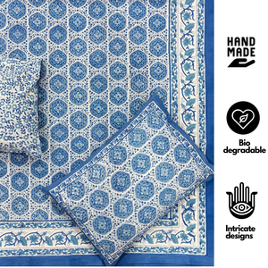 Jaipur Hand Block Printed Plant Floral <b>King</b> <b>Size</b> Flat Bed Set 100% Cotton All Season Eco-Friendly Durable Breathable Home Hotel - Product Image 2