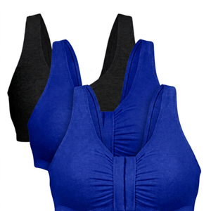 Sujetador deportivo de yoga con cuello en U y espalda cruzada para mujer, talla grande, soporte ligero, espalda de punto con botones, blanco, beige, negro - Product Image 4