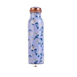 Botella de Agua de Cobre con Doble Pared y Estampado Floral Personalizado, Ecológica para Yoga, Gimnasio, Oficina, Escuela, Botella de Cobre - Product Image 1