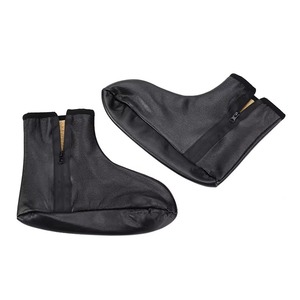 <b>Black</b> Leather Winter <b>Socks</b> Crew Thermal Slip On <b>Socks</b> with Zipper for Men Casual Indoor Use - Product Image 2