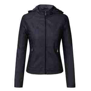 Veste en cuir d'hiver tendance pour femmes, coupe-vent, manches longues, design élégant, col à capuche. - Product Image 4