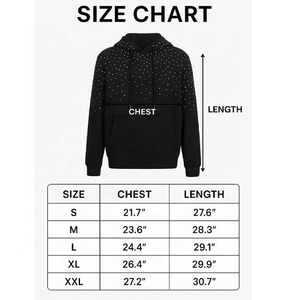 Sudadera con capucha negra personalizada para mujer con cremallera y decoración de tachuelas y cristales de imitación - Product Image 5