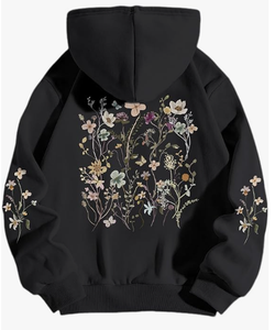 Sudadera con Capucha Térmica de Forro Polar para Hombre, Estampado Floral Digital, Estilo Vintage, Diseño Gráfico de Flores, Estilo Bohemio - Product Image 5