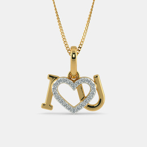 Collar con Colgante de Diamante Cultivado en Laboratorio en Forma de Corazón con la Frase 'I Love You' en Oro Amarillo - Product Image 1
