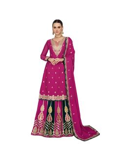 Último diseñador Chinon Seda Bordado Secuencia Trabajo Lehenga Traje por Fab Zone - Product Image 1