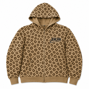 Fabricant OEM, sweat-shirt à capuche surdimensionné unisexe personnalisé de luxe, style streetwear hip-hop, fermeture éclair, motif rayé tigre - Product Image 1