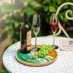 Wholesale Handmade Eco-Friendly Durable Wooden <b>Epoxy</b> Resin Luxury Oval Polished Serving Trays for Hotels Restaurants <b>Coffee</b> - Product Image 3
