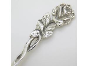 Ensemble de cuillères à manche en forme de rose, finition argentée, style antique, parfait pour une présentation de table élégante et destiné aux cadeaux, provenant d'Inde. - Product Image 6