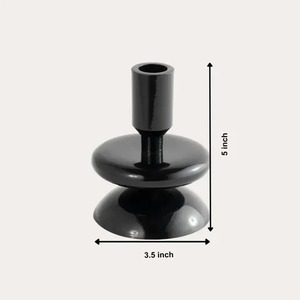 Black <b>Candlestick</b> Holder 5 Inch <b>Tall</b> Steel Geometric Design for Home Decoration Durable Finish - Product Image 1