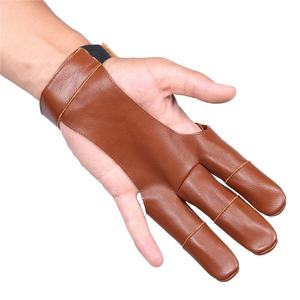 Gants de tir à l'arc en cuir noir à doigts complets, protection de la main pour cordage de tir à l'arc, fermeture de poignet réglable, pour arc classique et longbow, chasse et tir sur cible 2026 - Product Image 4