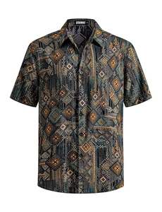 Camisa de hombre con estampado de palmeras, manga corta, tropical, informal, con botones, para la playa, verano, vibrante, colorida, camiseta de verano para hombre, para la playa - Product Image 2