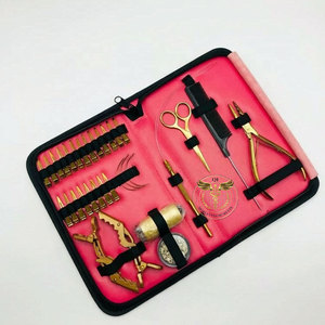 Stainless Steel Hair Extension Tool Kit Set – Gold 3-Hole Pliers Hair Section <b>Clips</b> Micro <b>Ring</b> Beads Threader - Product Image 3
