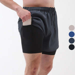 Men's Double <b>Layer</b> Fitness Shorts Men Fitness Gym Training 2 in 1 Sports Shorts Quick Dry Workout Jogging Double Deck Summer - Product Image 1