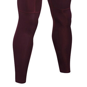 Men's Compression <b>Leggings</b> Full Length Base Layer Pants Zip <b>Pocket</b> Sweat-Wicking Elastic Waist Burgundy - Product Image 3