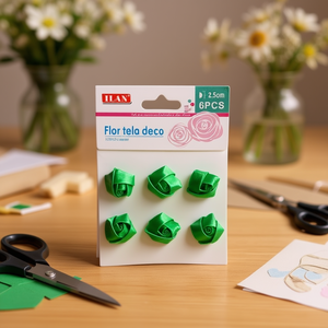 Décoration Florale en Tissu Ilan 2,5 cm Vert 6 Pièces pour Artisanat - Product Image 2
