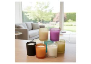 Premium Single <b>Wick</b> Soy & Paraffin Wax Smokeless <b>Candle</b> Translucent Colored Glass Jar Eco Friendly Handmade Christmas Home Decor - Product Image 2